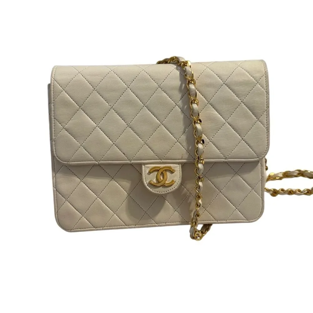 Chanel Cream Gold Quilted Crossbody Bag